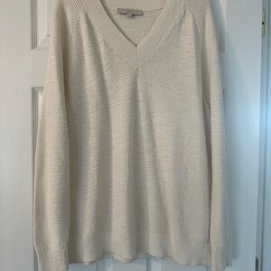 LOFT Cream V-Neck Sweater